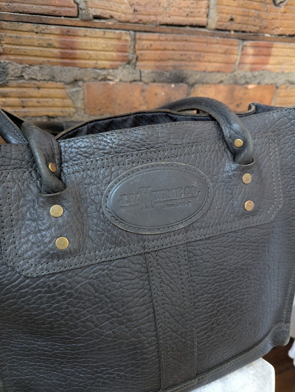 Black Leather Tote Bag - Classic Men's Leather Carryall - Picture 2 of 3